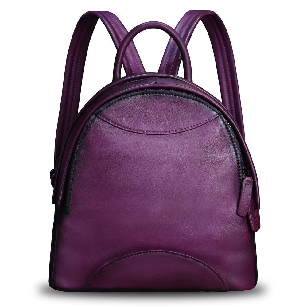 Genuine Leather Backpack Purse Retro Handmade Small Casual Rucksack :^)